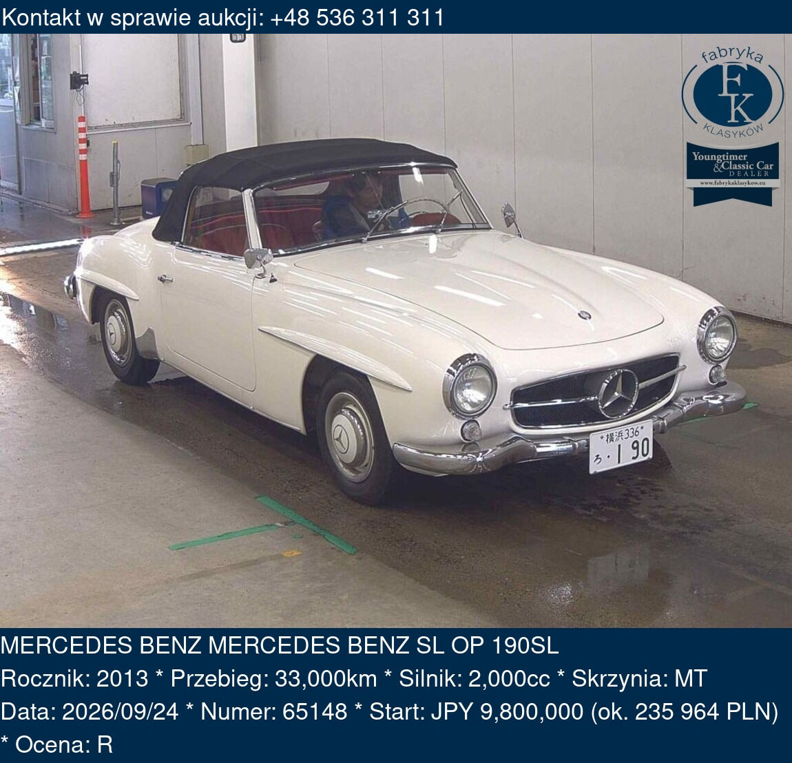 MERCEDES BENZ MERCEDES BENZ SL OP 190SL 2013 - zdjęcie 2