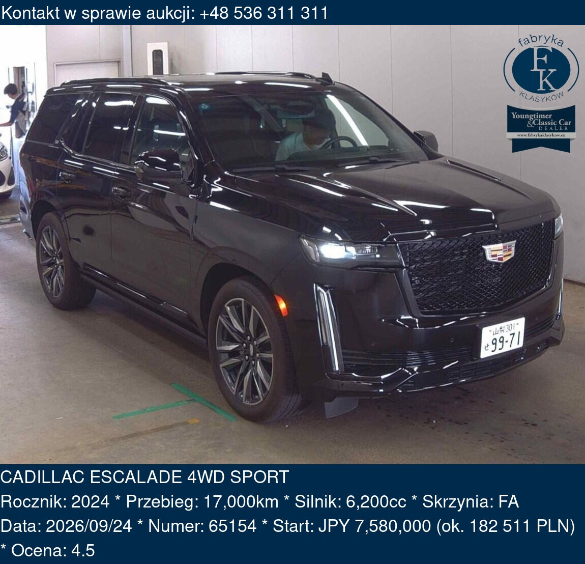 CADILLAC ESCALADE 4WD SPORT 2024 - zdjęcie 2
