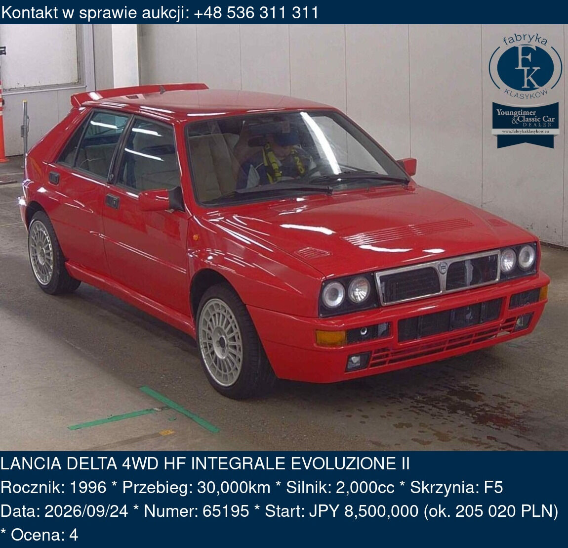 LANCIA DELTA 4WD HF INTEGRALE EVOLUZIONE II 1996 - zdjęcie 2