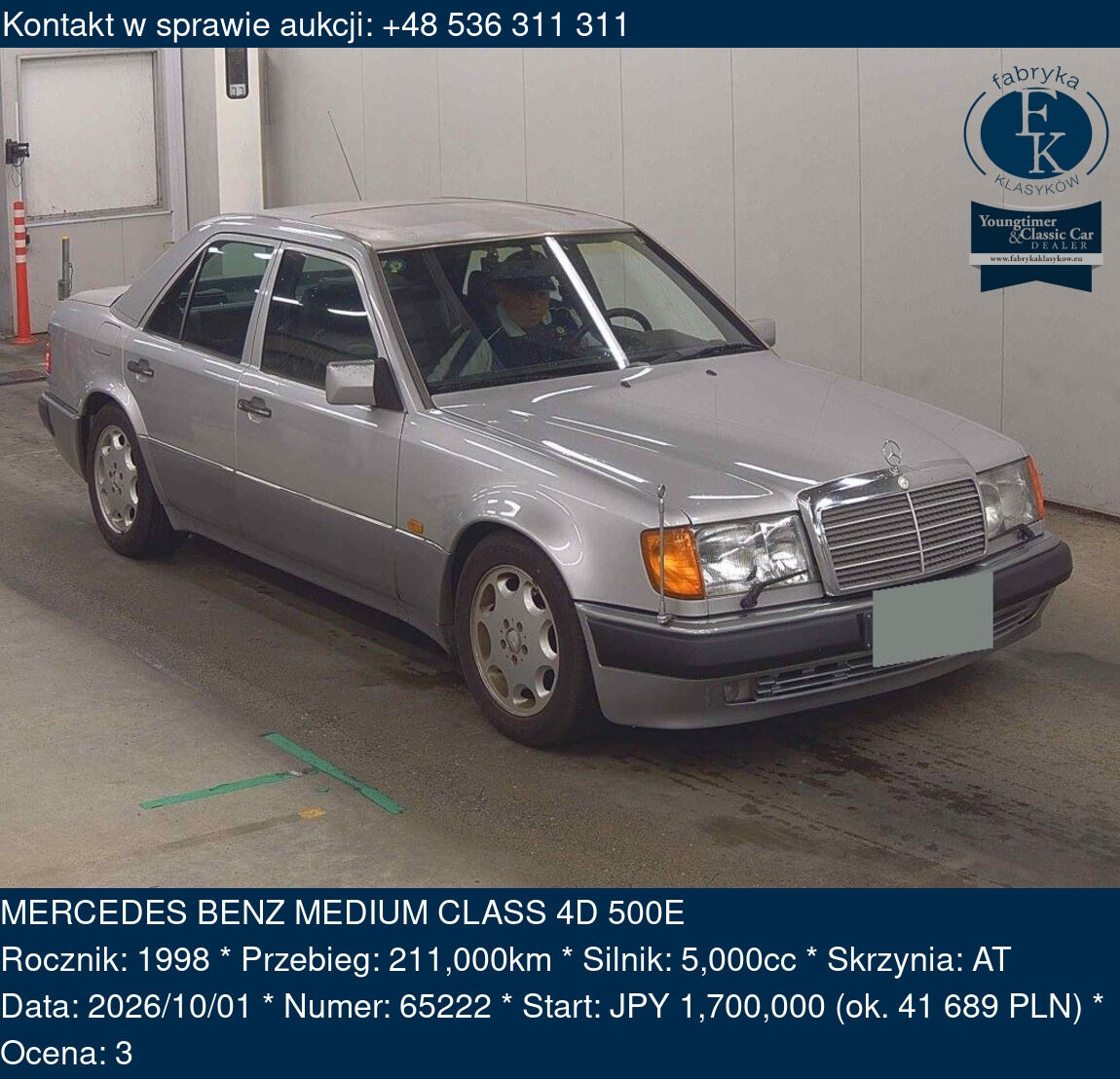 MERCEDES BENZ MEDIUM CLASS 4D 500E 1998 - zdjęcie 2
