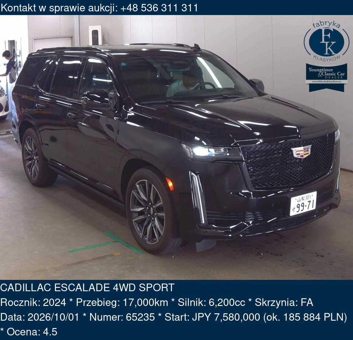 CADILLAC ESCALADE 4WD SPORT 2024 - zdjęcie 2
