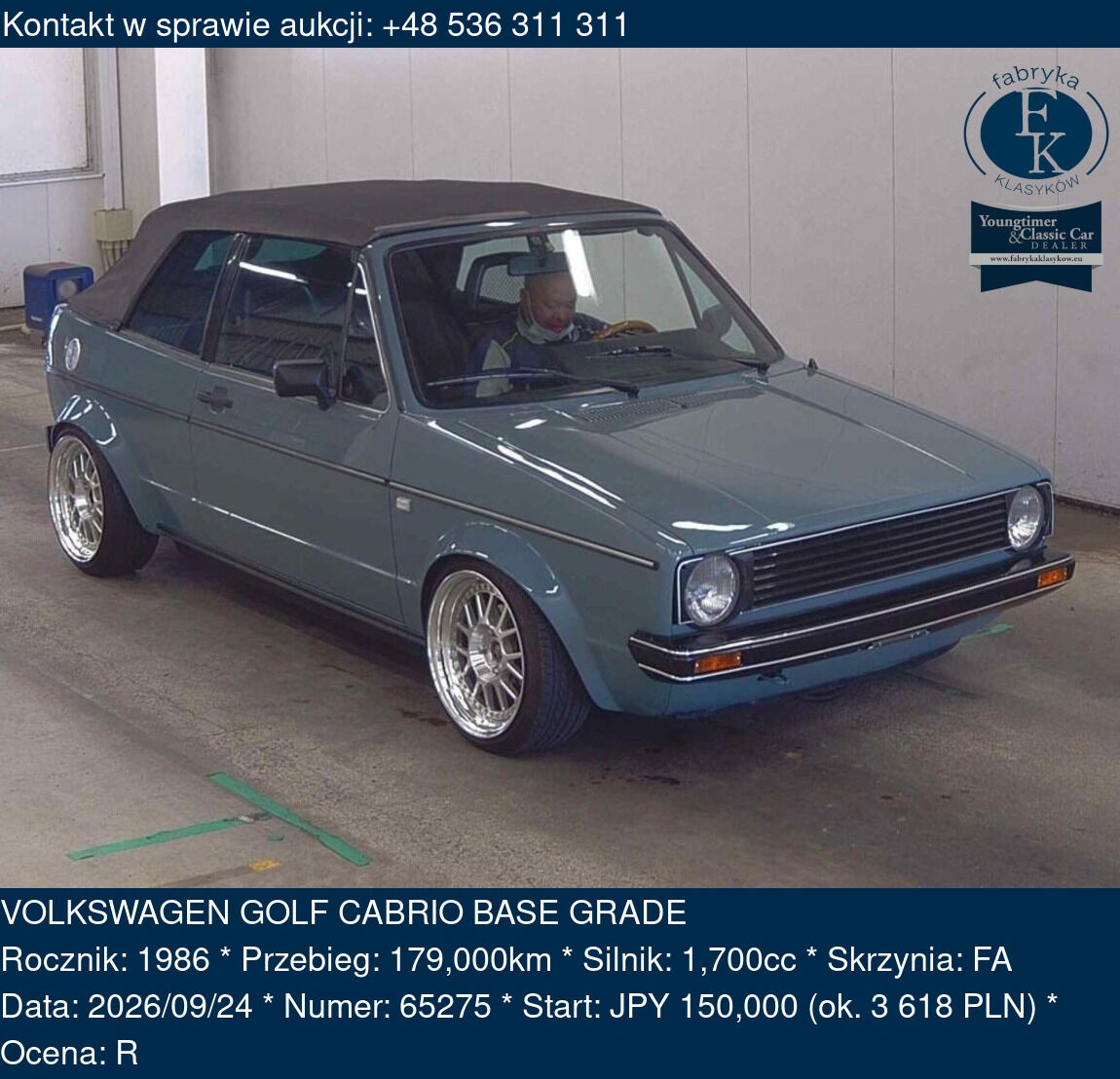 VOLKSWAGEN GOLF CABRIO BASE GRADE 1986 - zdjęcie 2