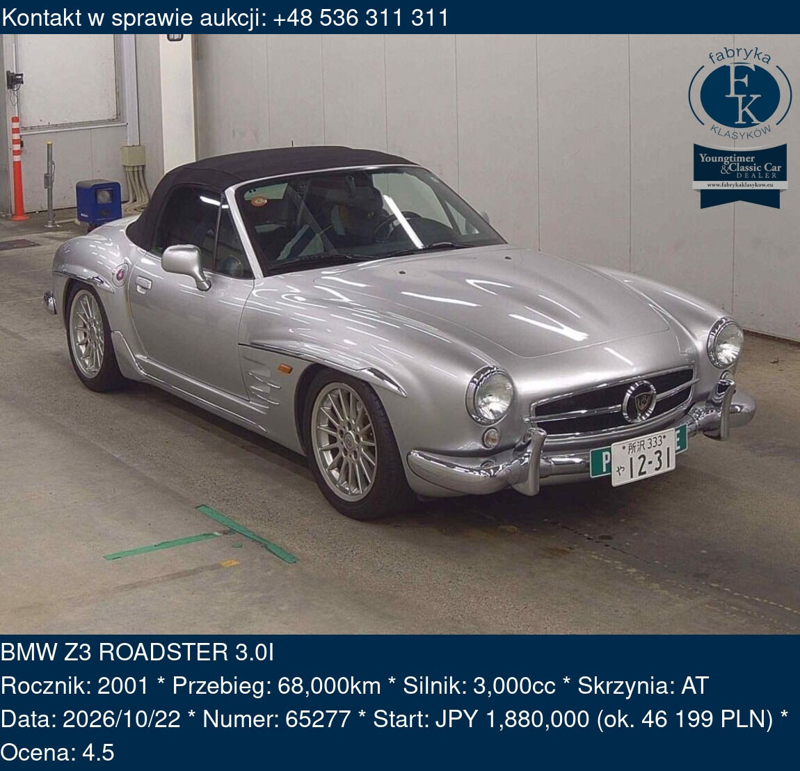 BMW Z3 ROADSTER 3.0I 2001 - zdjęcie 2
