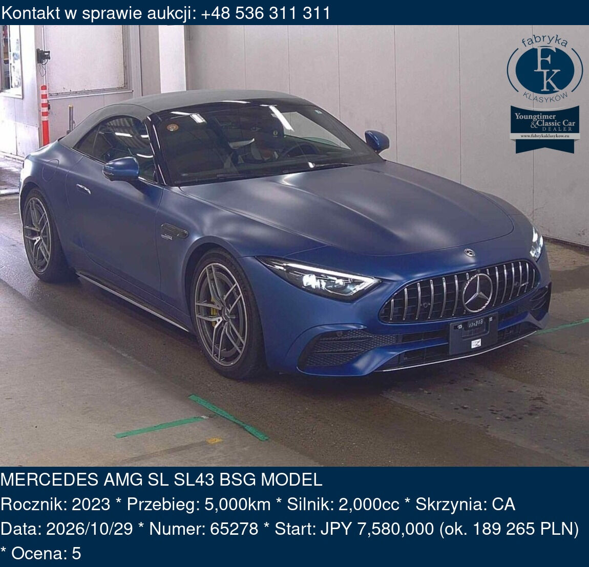 MERCEDES AMG SL SL43 BSG MODEL 2023 - zdjęcie 2