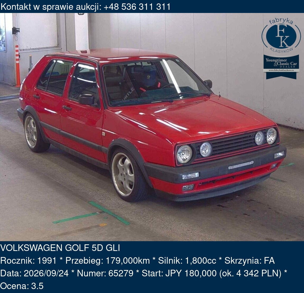 VOLKSWAGEN GOLF 5D GLI 1991 - zdjęcie 2