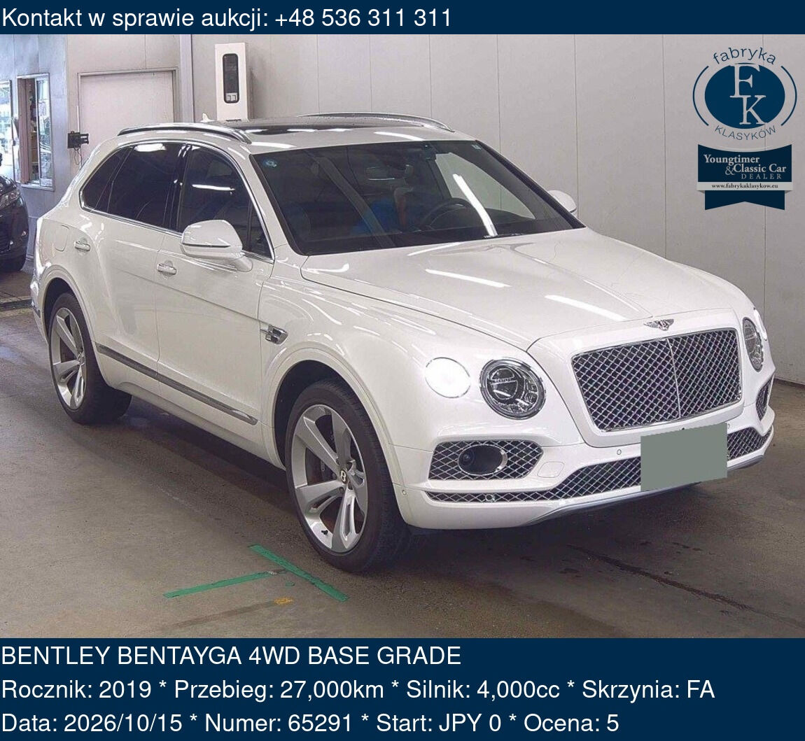 BENTLEY BENTAYGA 4WD BASE GRADE 2019 - zdjęcie 2
