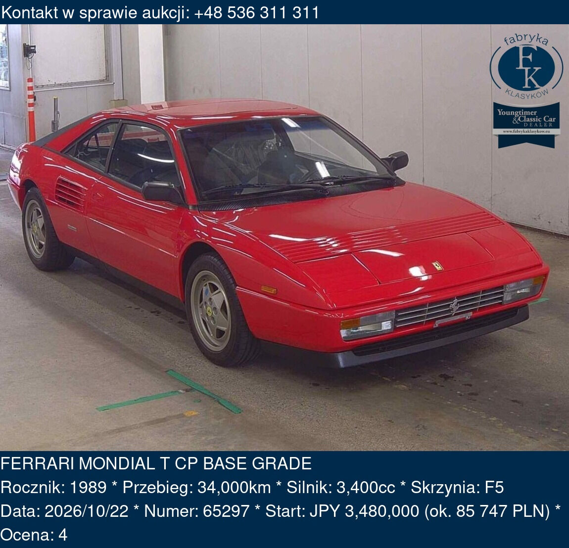 FERRARI MONDIAL T CP BASE GRADE 1989 - zdjęcie 2