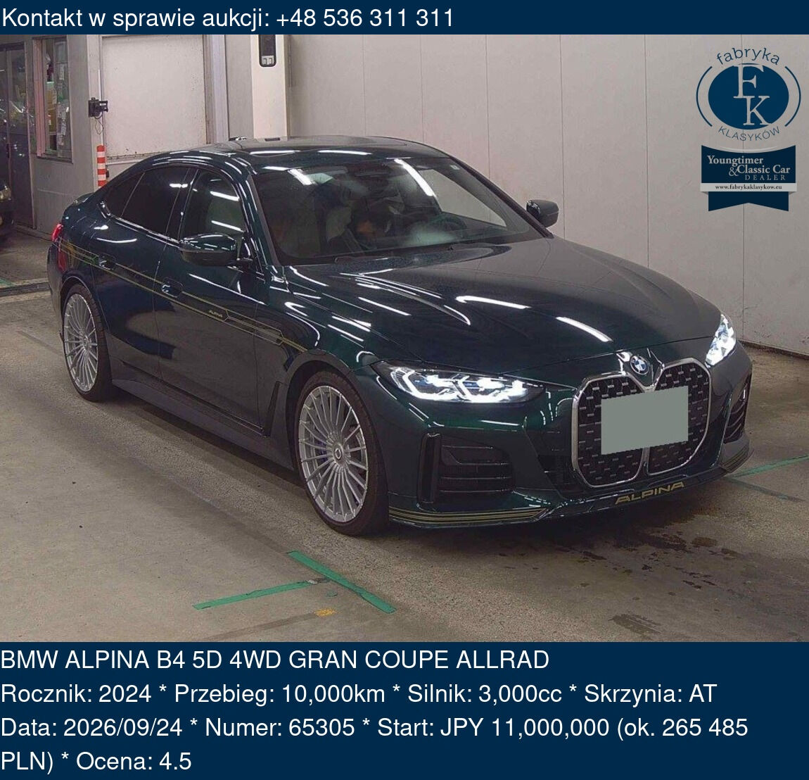 BMW ALPINA B4 5D 4WD GRAN COUPE ALLRAD 2024 - zdjęcie 2