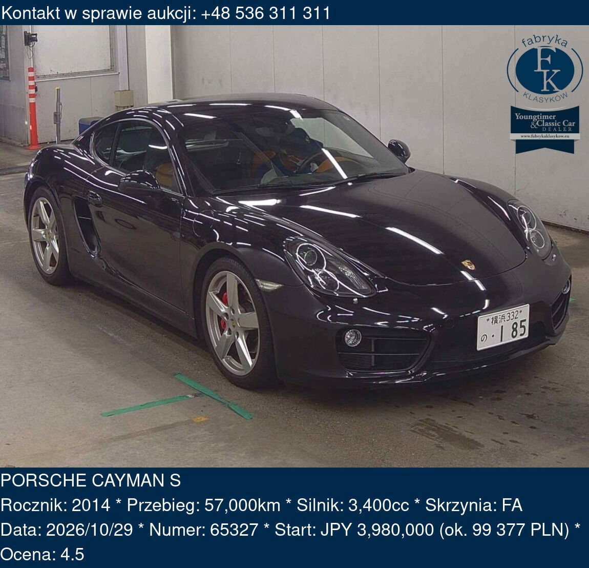 PORSCHE CAYMAN S 2014 - zdjęcie 2