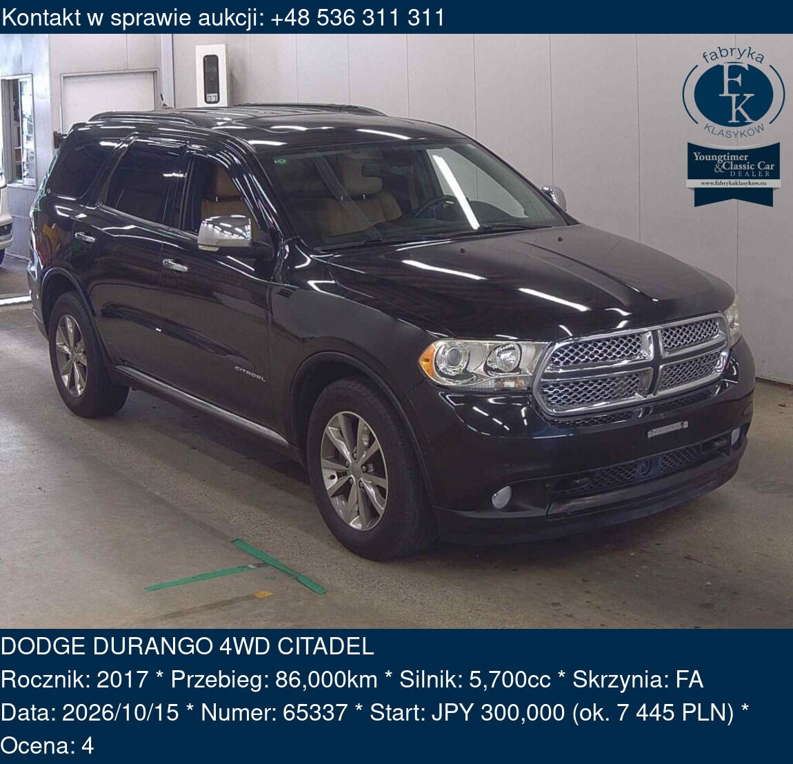 DODGE DURANGO 4WD CITADEL 2017 - zdjęcie 2