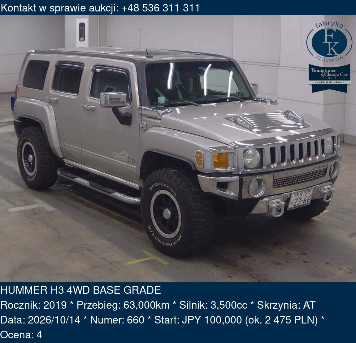 HUMMER H3 4WD BASE GRADE 2019 - zdjęcie 2