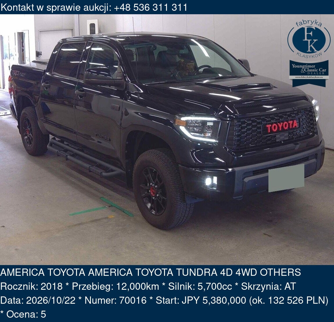 AMERICA TOYOTA AMERICA TOYOTA TUNDRA 4D 4WD OTHERS 2018 - zdjęcie 2