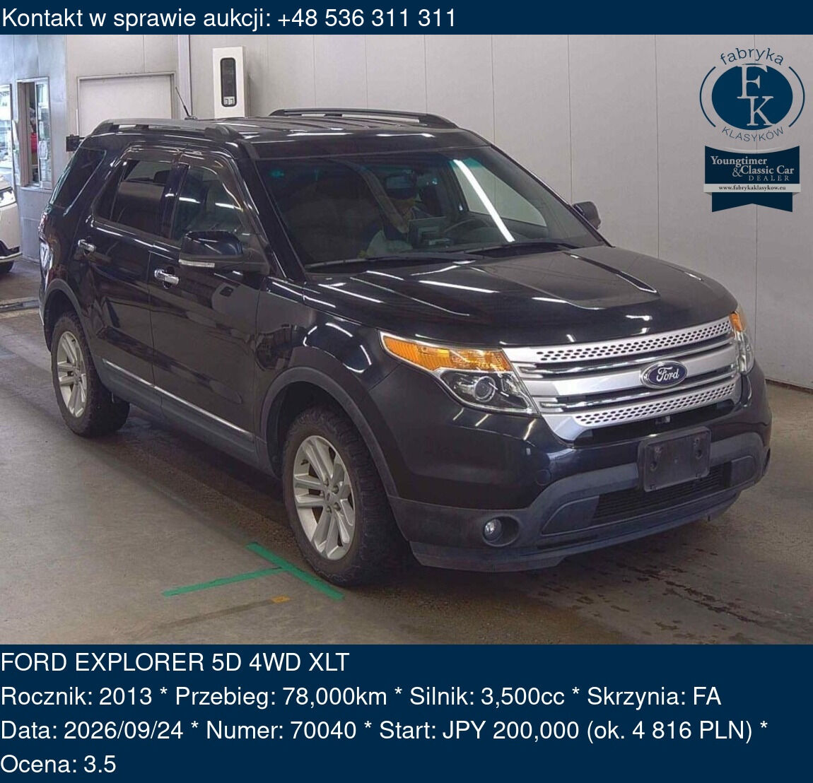 FORD EXPLORER 5D 4WD XLT 2013 - zdjęcie 2