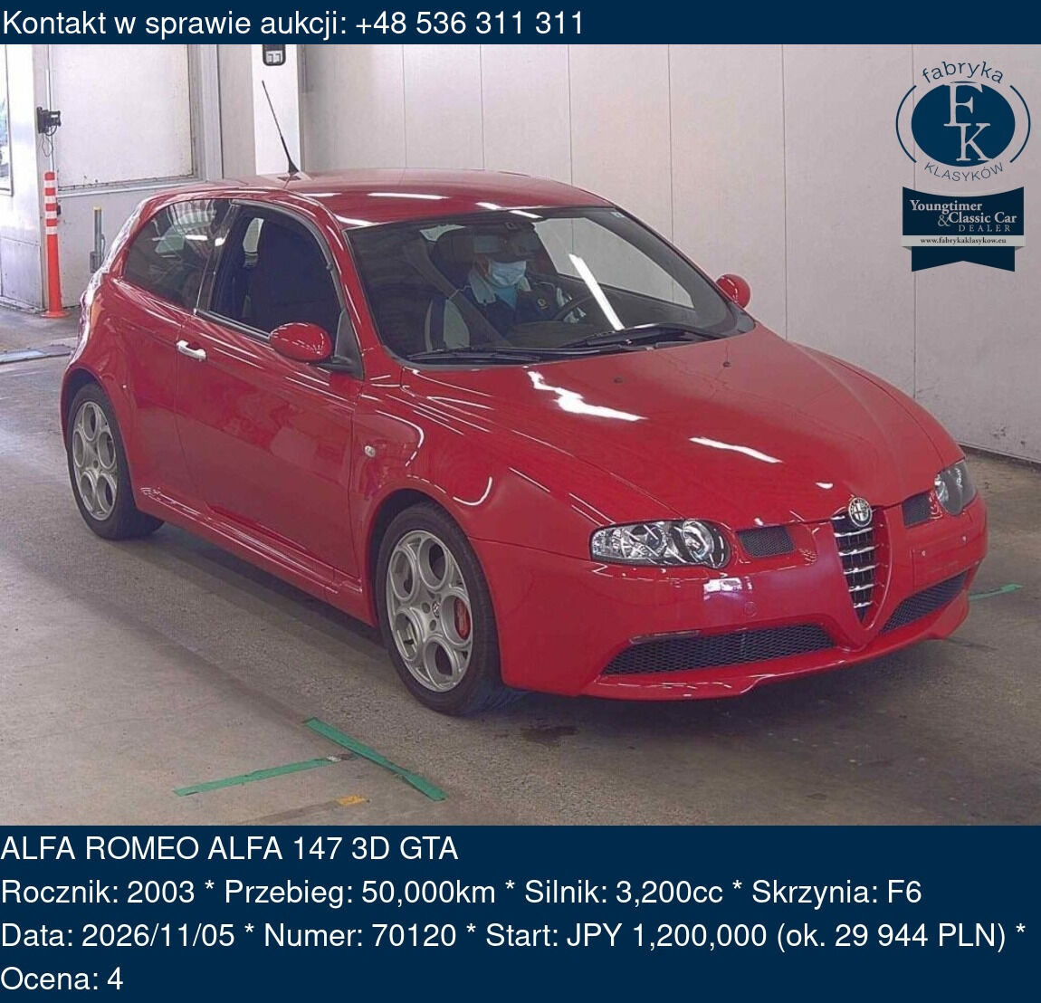 ALFA ROMEO ALFA 147 3D GTA 2003 - zdjęcie 2