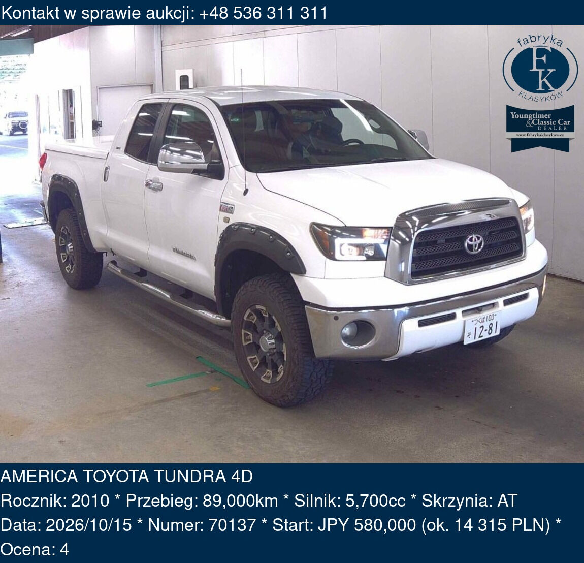 AMERICA TOYOTA TUNDRA 4D 2010 - zdjęcie 2