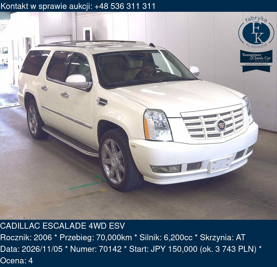 CADILLAC ESCALADE 4WD ESV 2006 - zdjęcie 2