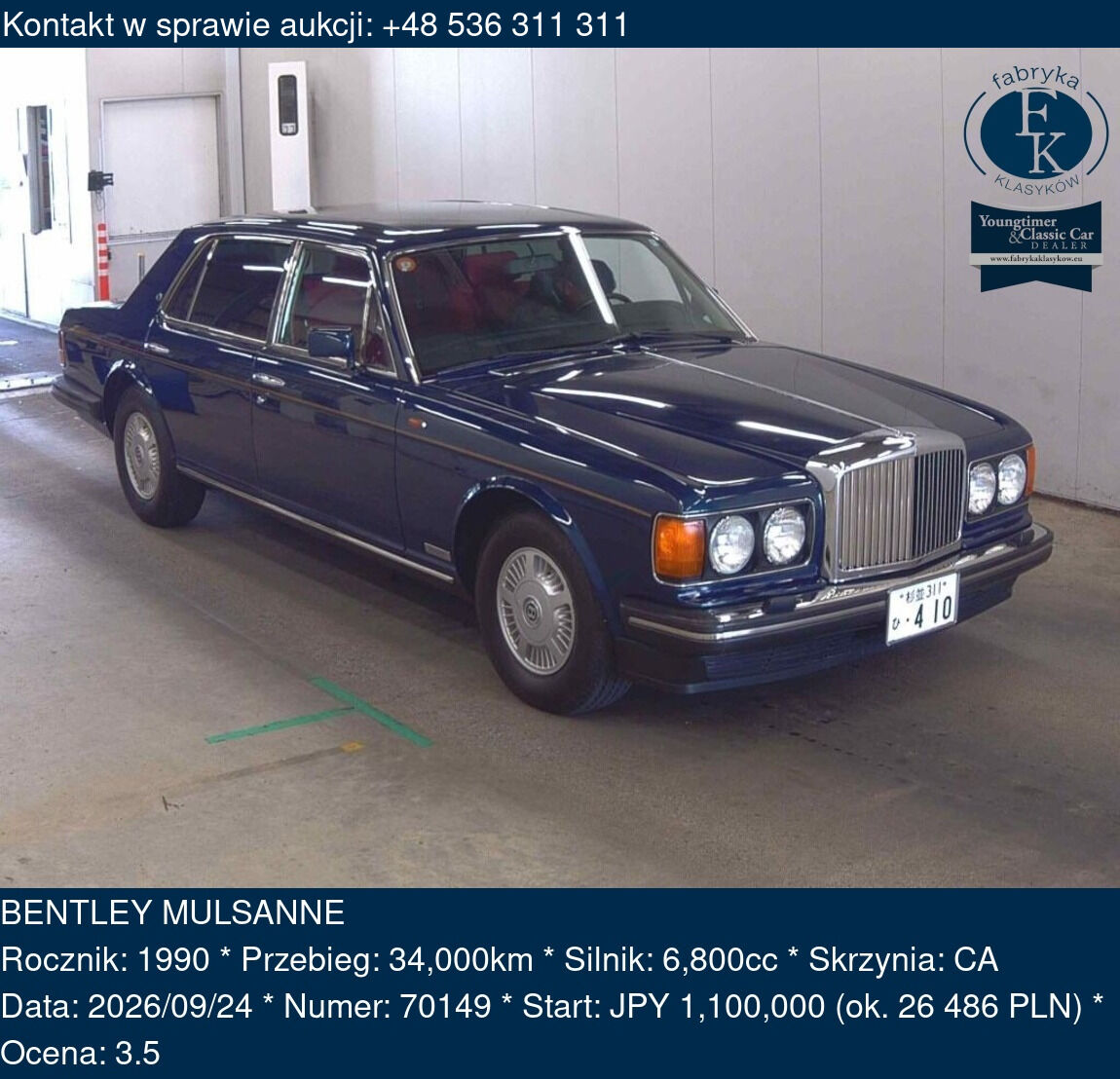 BENTLEY MULSANNE 1990 - zdjęcie 2