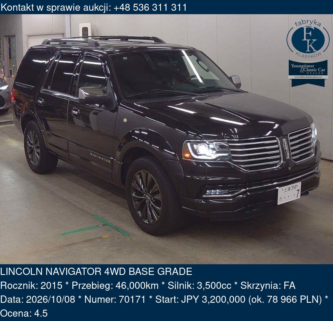 LINCOLN NAVIGATOR 4WD BASE GRADE 2015 - zdjęcie 2