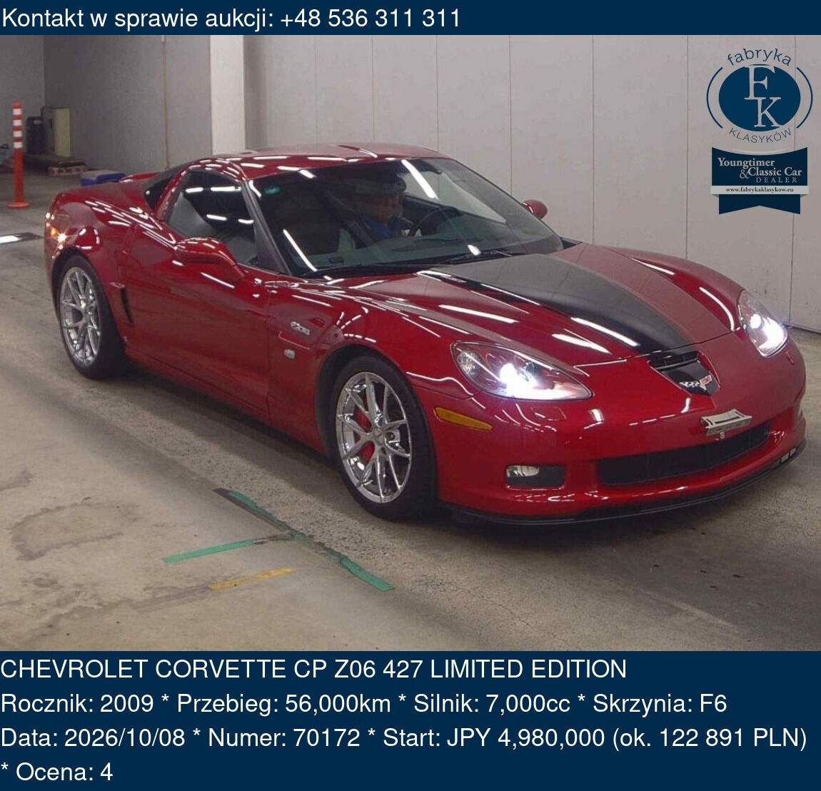 CHEVROLET CORVETTE CP Z06 427 LIMITED EDITION 2009 - zdjęcie 2