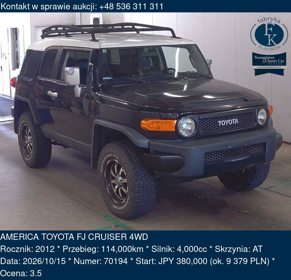 AMERICA TOYOTA FJ CRUISER 4WD 2012 - zdjęcie 2