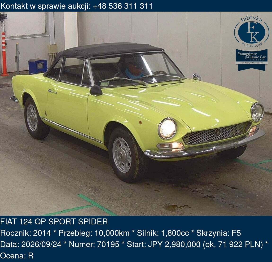 FIAT 124 OP SPORT SPIDER 2014 - zdjęcie 2