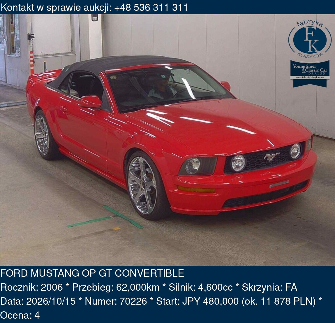 FORD MUSTANG OP GT CONVERTIBLE 2006 - zdjęcie 2