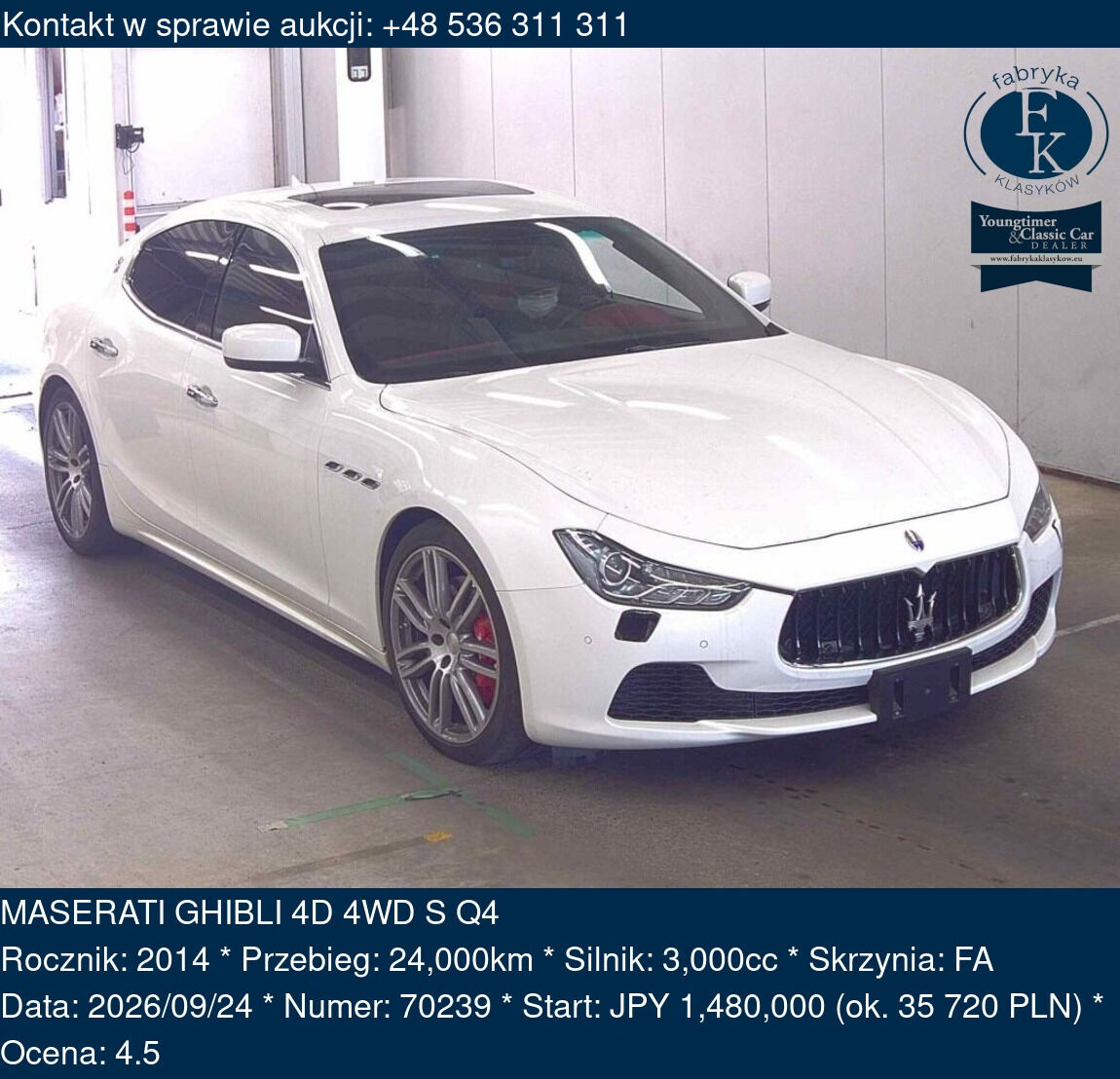 MASERATI GHIBLI 4D 4WD S Q4 2014 - zdjęcie 2