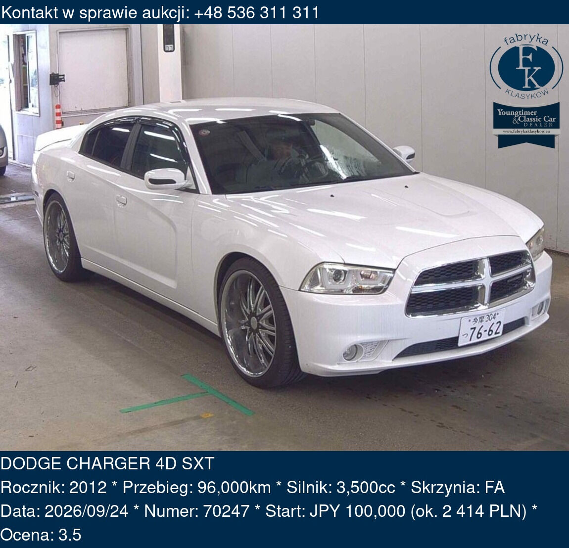 DODGE CHARGER 4D SXT 2012 - zdjęcie 2