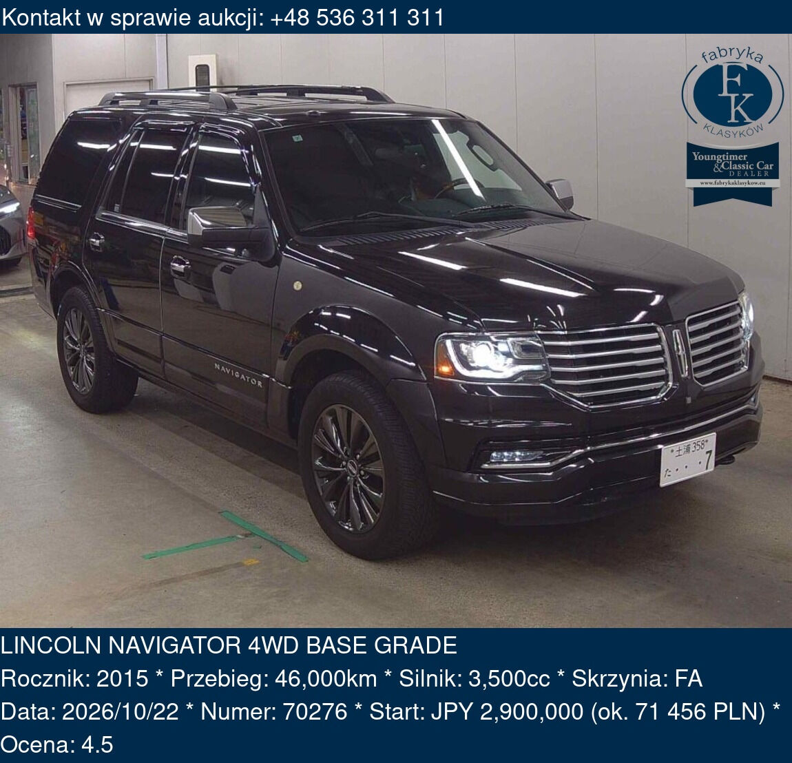 LINCOLN NAVIGATOR 4WD BASE GRADE 2015 - zdjęcie 2