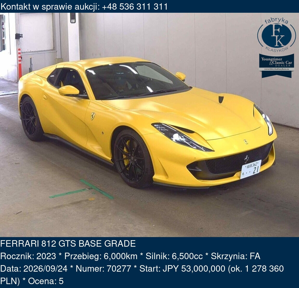 FERRARI 812 GTS BASE GRADE 2023 - zdjęcie 2
