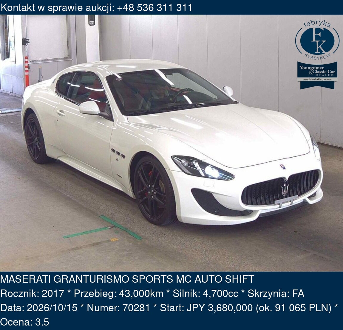 MASERATI GRANTURISMO SPORTS MC AUTO SHIFT 2017 - zdjęcie 2