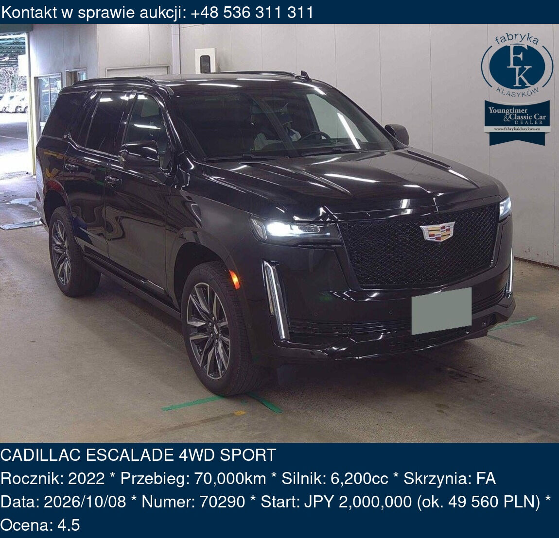 CADILLAC ESCALADE 4WD SPORT 2022 - zdjęcie 2