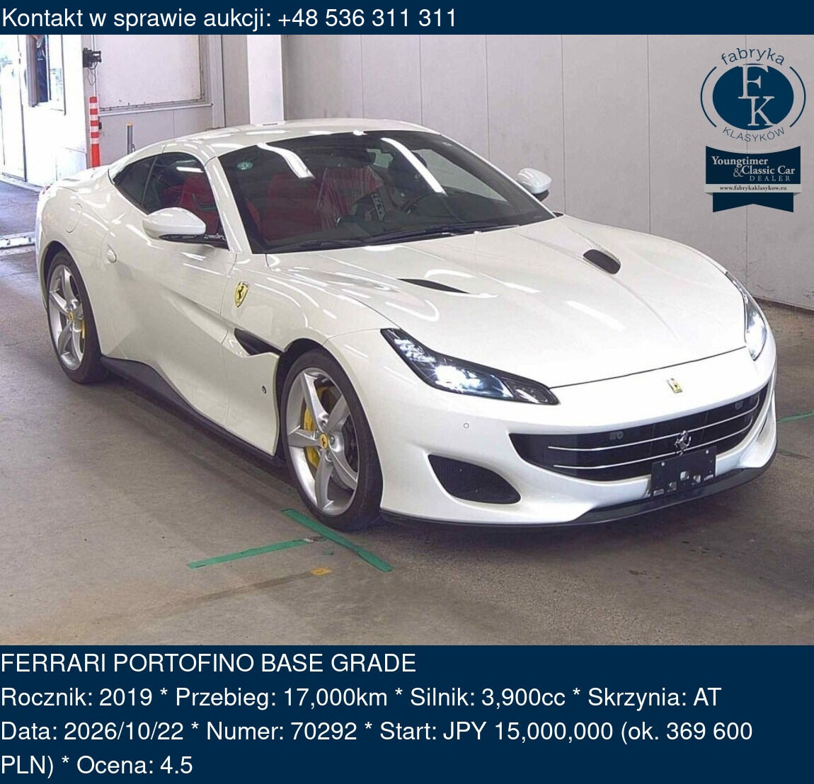 FERRARI PORTOFINO BASE GRADE 2019 - zdjęcie 2