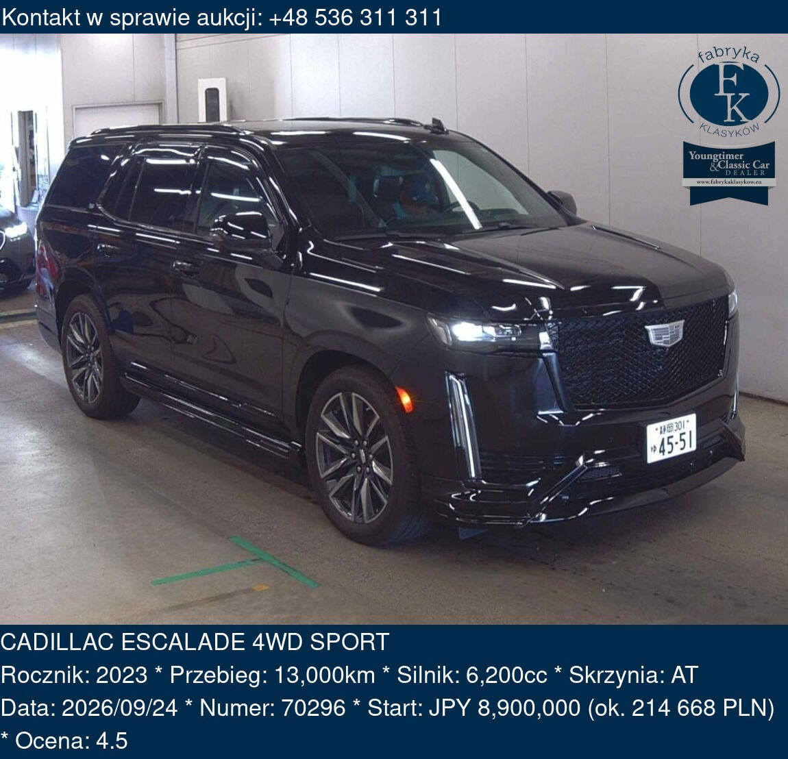 CADILLAC ESCALADE 4WD SPORT 2023 - zdjęcie 2