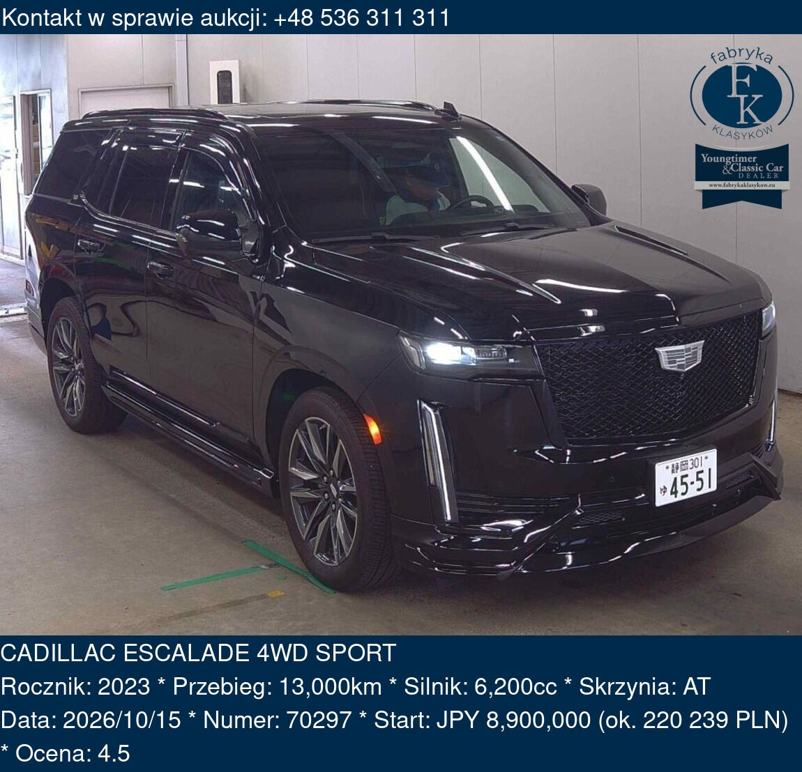 CADILLAC ESCALADE 4WD SPORT 2023 - zdjęcie 2