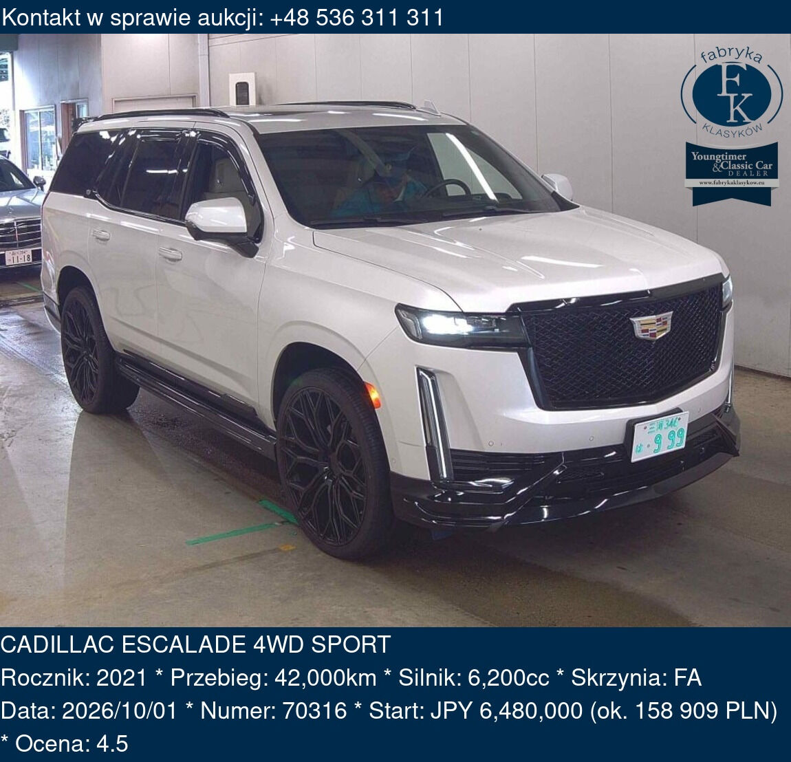 CADILLAC ESCALADE 4WD SPORT 2021 - zdjęcie 2