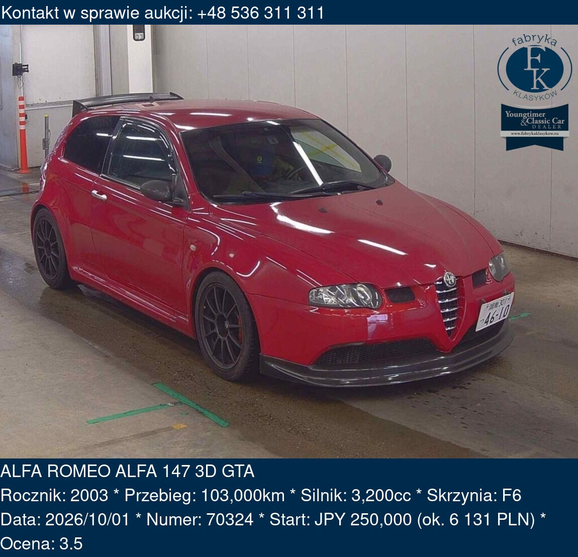 ALFA ROMEO ALFA 147 3D GTA 2003 - zdjęcie 2
