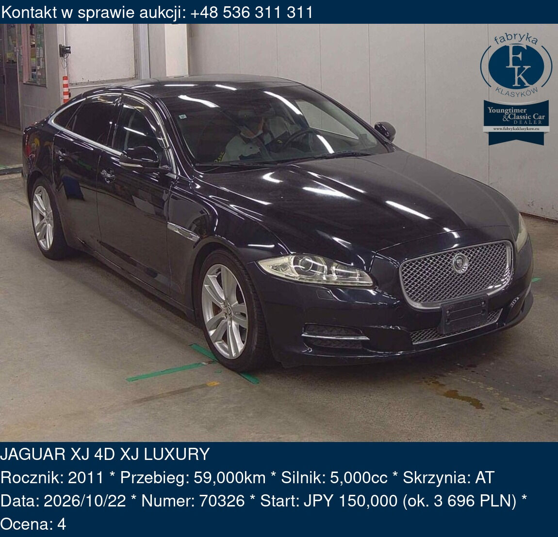 JAGUAR XJ 4D XJ LUXURY 2011 - zdjęcie 2
