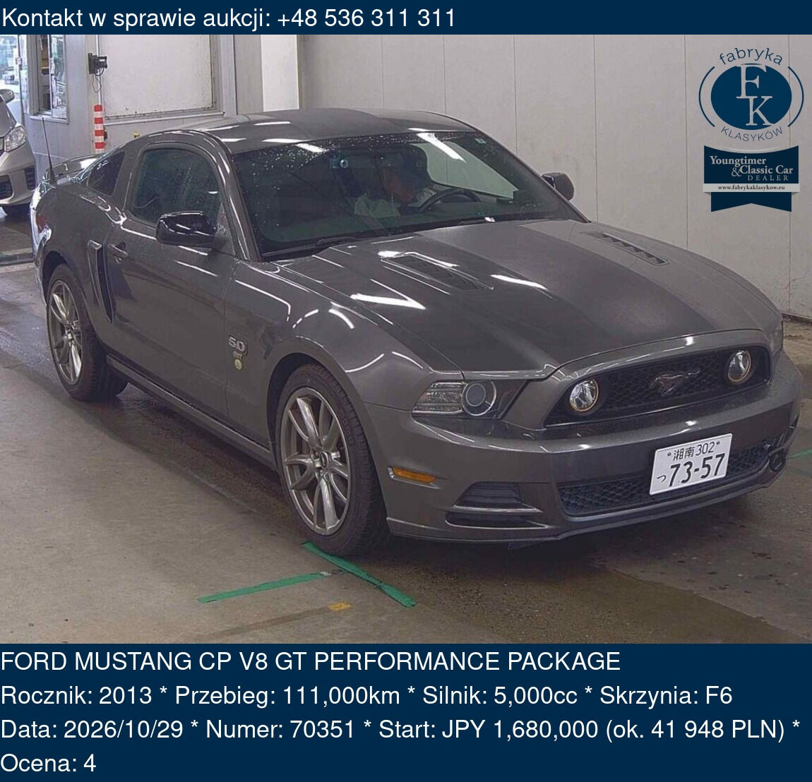 FORD MUSTANG CP V8 GT PERFORMANCE PACKAGE 2013 - zdjęcie 2