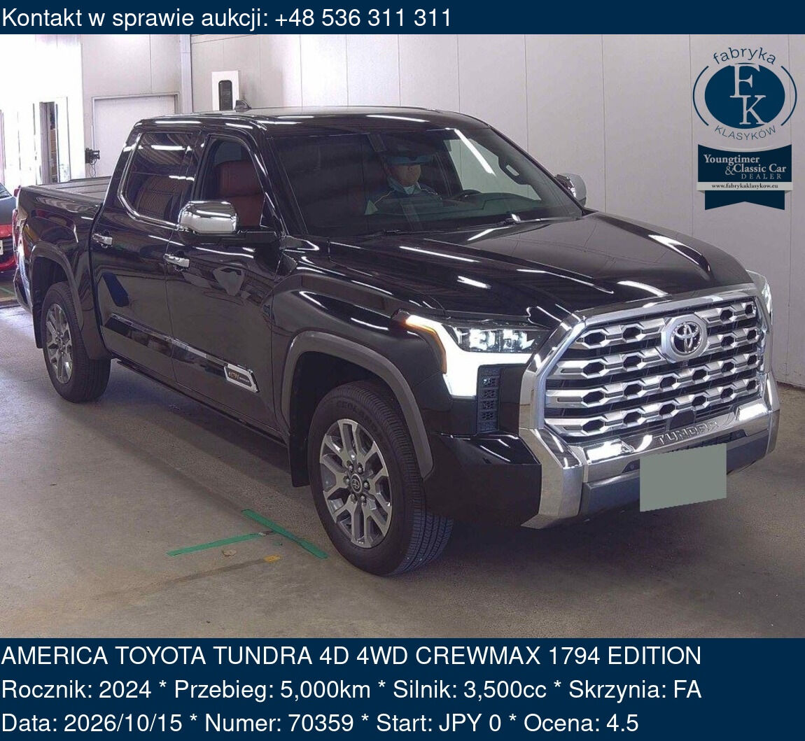 AMERICA TOYOTA TUNDRA 4D 4WD CREWMAX 1794 EDITION 2024 - zdjęcie 2