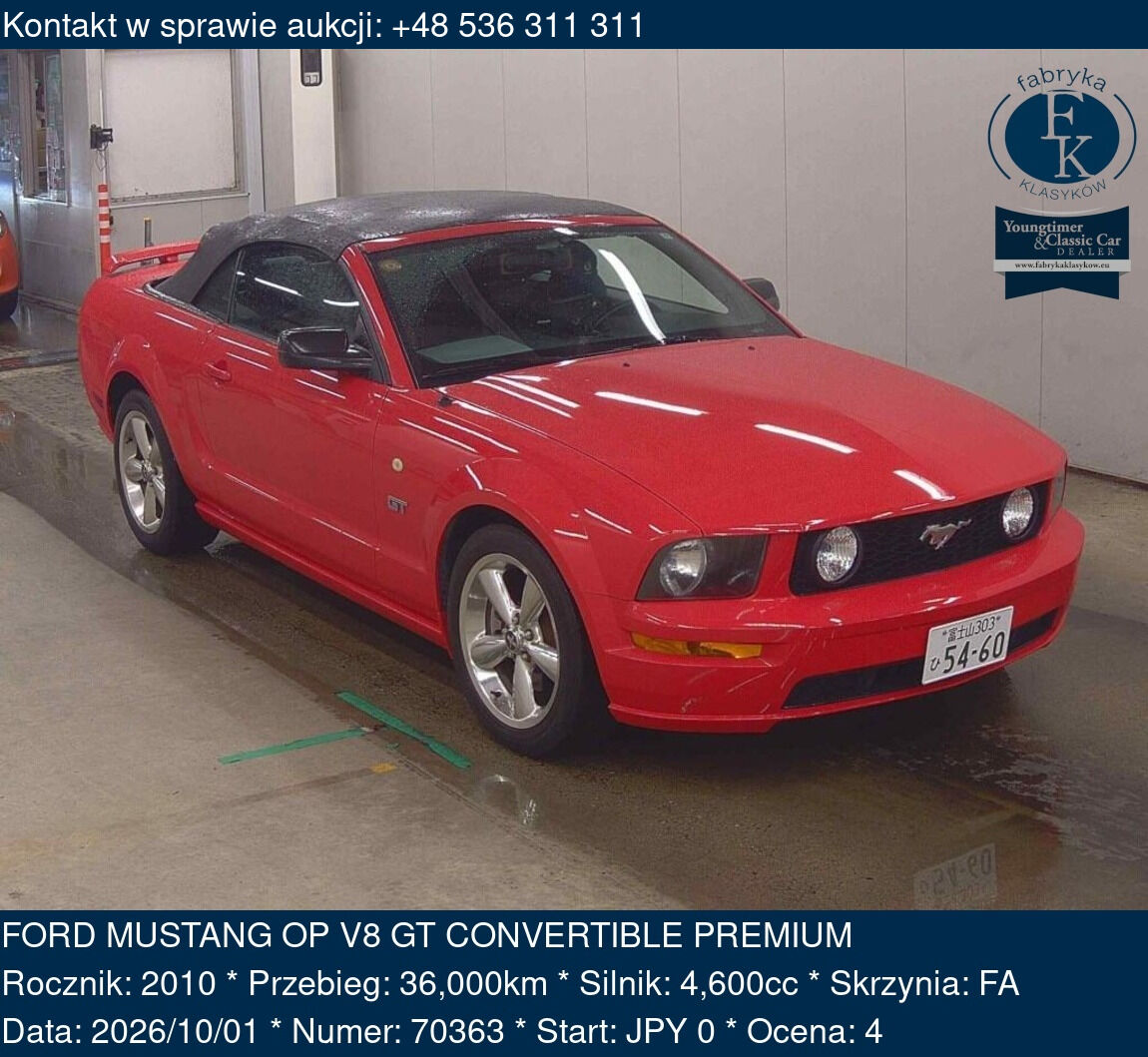 FORD MUSTANG OP V8 GT CONVERTIBLE PREMIUM 2010 - zdjęcie 2