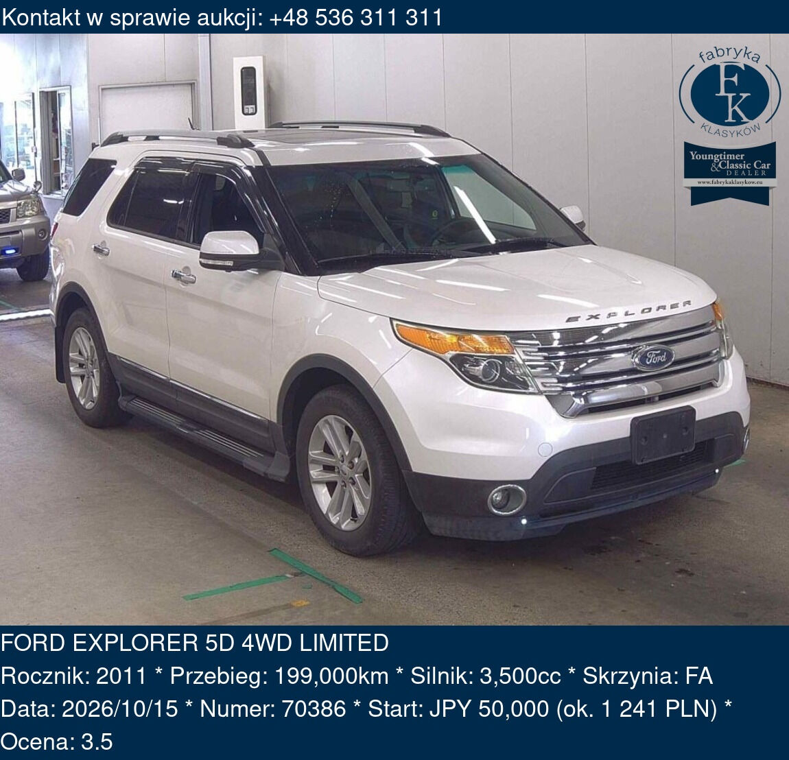 FORD EXPLORER 5D 4WD LIMITED 2011 - zdjęcie 2