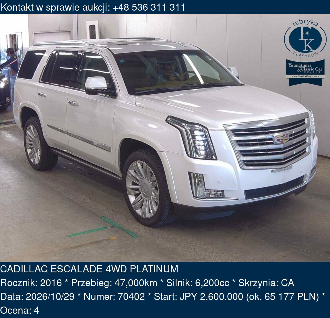 CADILLAC ESCALADE 4WD PLATINUM 2016 - zdjęcie 2