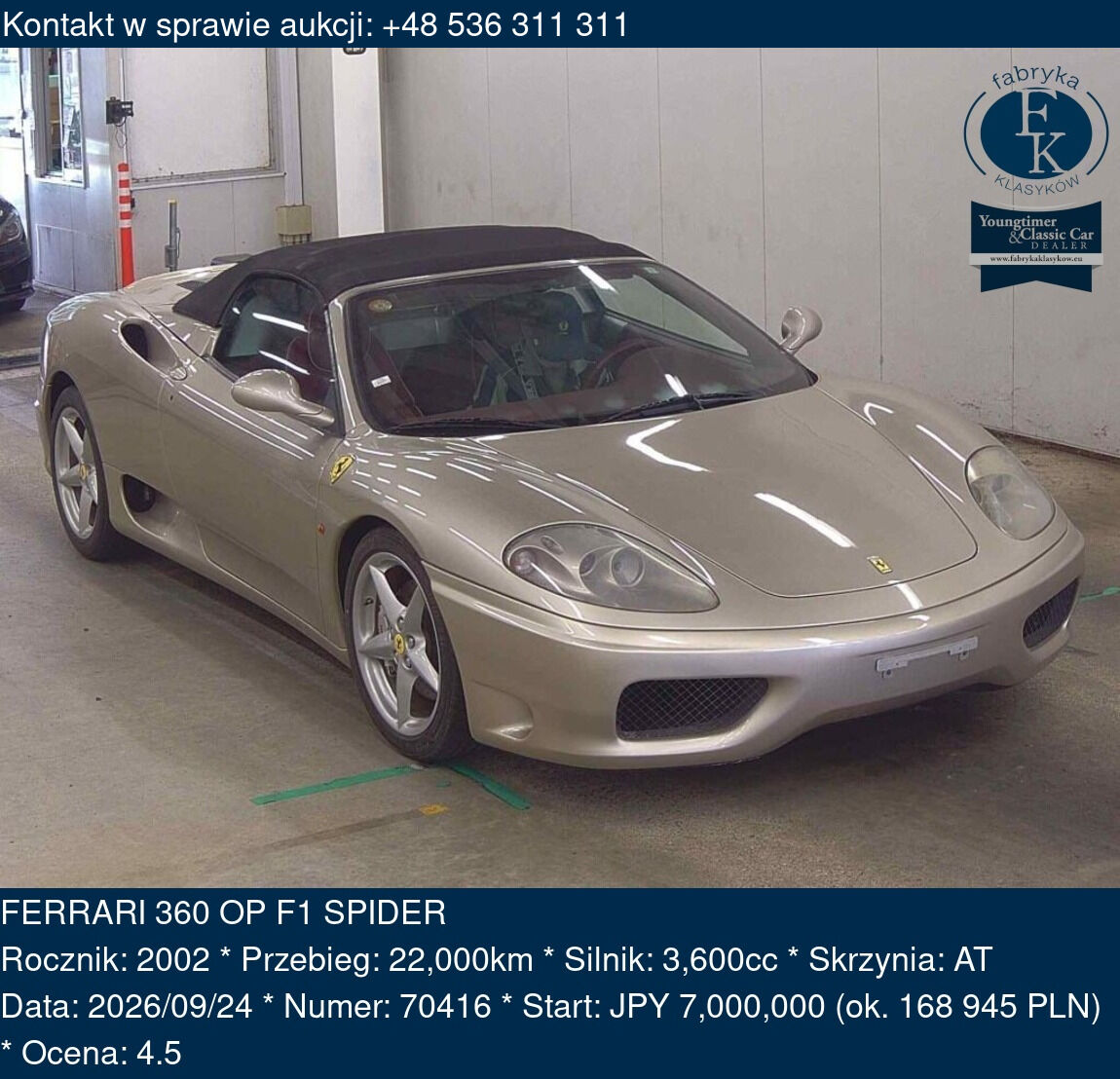 FERRARI 360 OP F1 SPIDER 2002 - zdjęcie 2