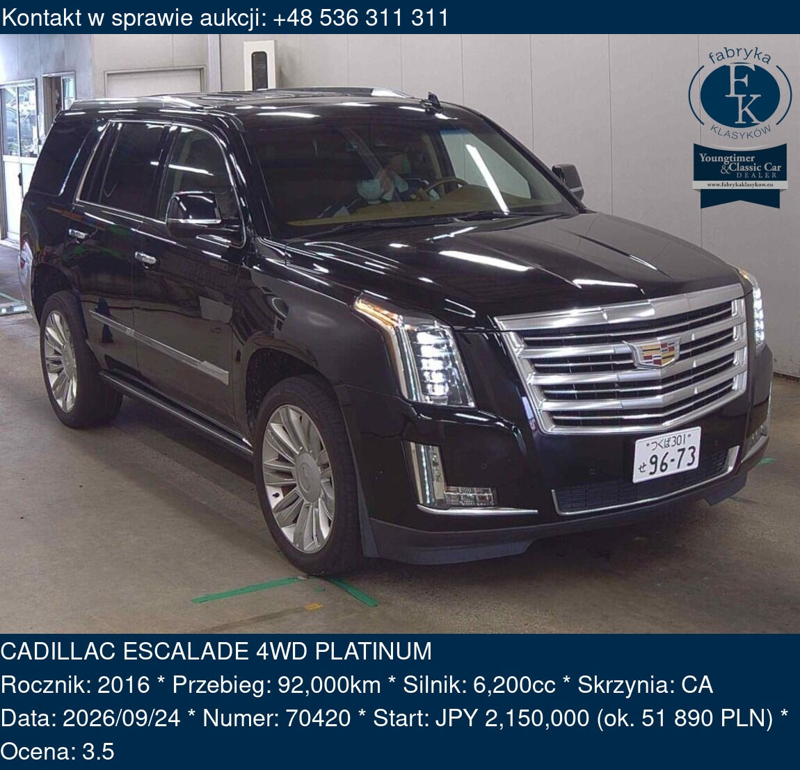 CADILLAC ESCALADE 4WD PLATINUM 2016 - zdjęcie 2