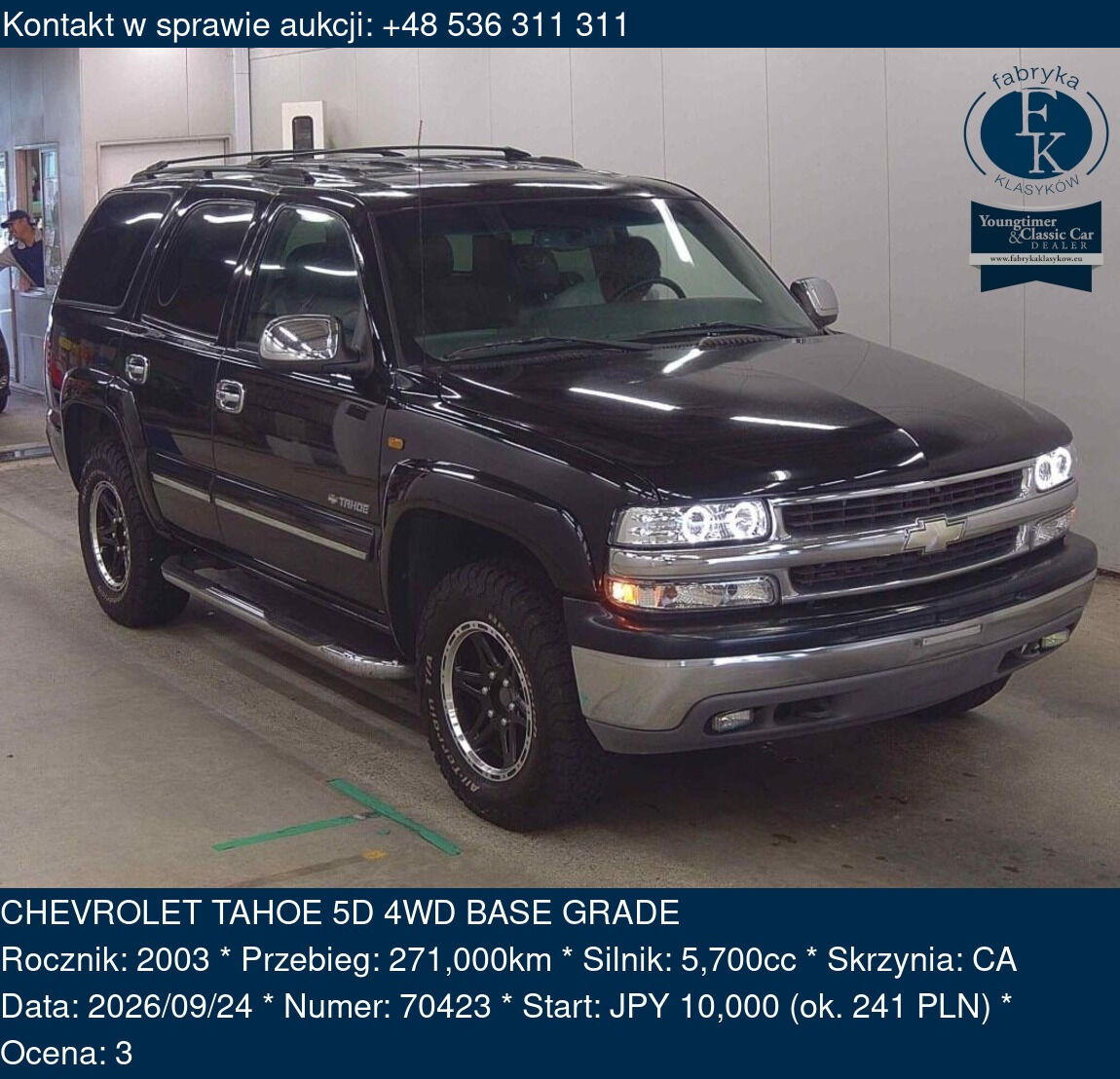 CHEVROLET TAHOE 5D 4WD BASE GRADE 2003 - zdjęcie 2