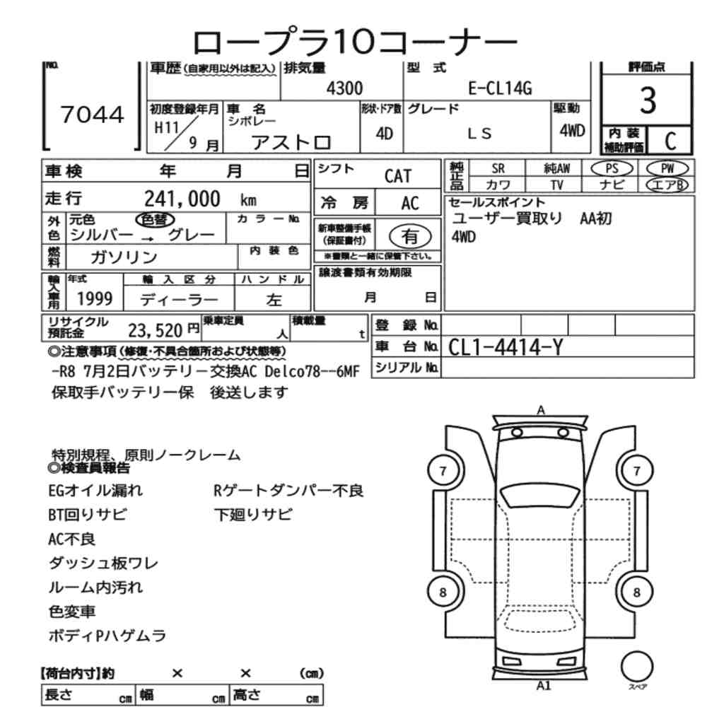 CHEVROLET ASTRO 4WD LS