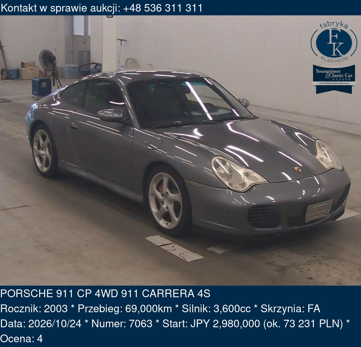 PORSCHE 911 CP 4WD 911 CARRERA 4S 2003 - zdjęcie 2