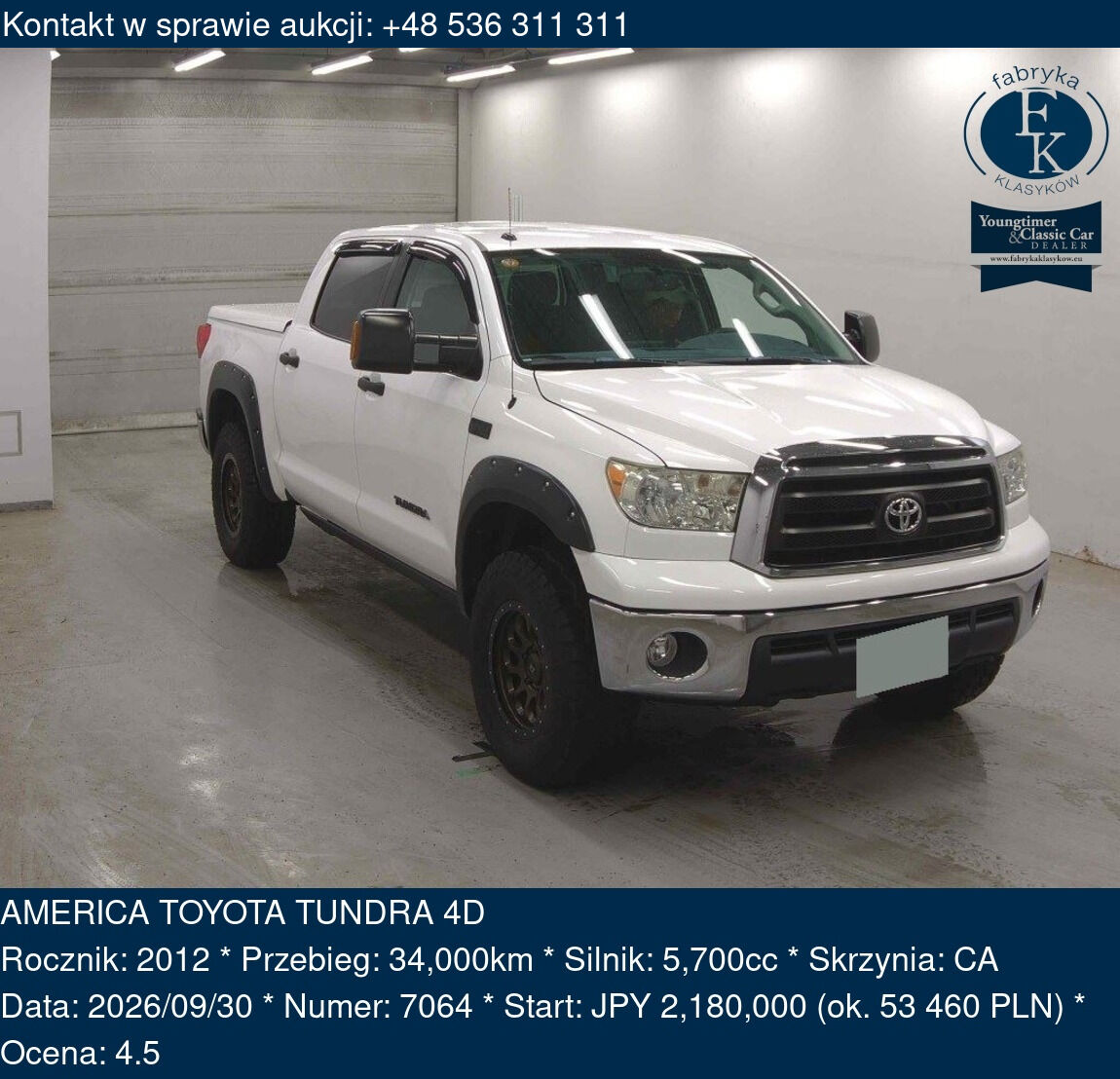 AMERICA TOYOTA TUNDRA 4D 2012 - zdjęcie 2