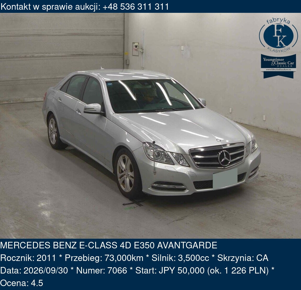 MERCEDES BENZ E-CLASS 4D E350 AVANTGARDE 2011 - zdjęcie 2
